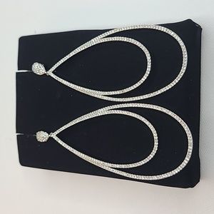 Saks 5th Ave Crystal Teardrop Earrings Silvertone